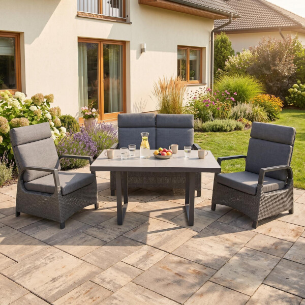 Bellavista »Orlando« Gartenmöbel Set, grau, Aluminium, für 4 Personen