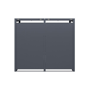 Mülltonnenbox für 2 Tonnen, 132 × 80 × 116 cm, Stahl anthrazit, Gasdruckfeder-Deckel