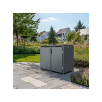 Mülltonnenbox für 2 Tonnen, 132 × 80 × 116 cm, Stahl anthrazit, Gasdruckfeder-Deckel