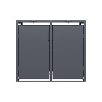 Mülltonnenbox für 2 Tonnen, 132 × 80 × 116 cm, Stahl anthrazit, Gasdruckfeder-Deckel