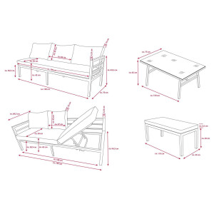 Bellavista »Maia« Gartenlounge, grau, Aluminium, für 8 Personen