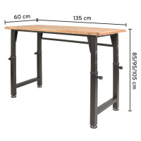 rikta höhenverstellbare Werkbank & Arbeitstisch – 135 × 60 cm, 3 Höhen, 200 kg Traglast