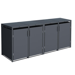 Mülltonnenbox für 4 Tonnen, 264 × 80 × 116 cm, Stahl verzinkt pulverbeschichtet, Anthrazit