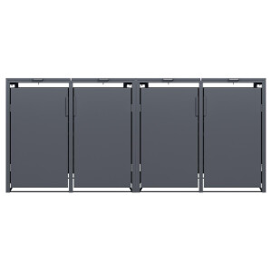 Mülltonnenbox für 4 Tonnen, 264 × 80 × 116 cm, Stahl verzinkt pulverbeschichtet, Anthrazit
