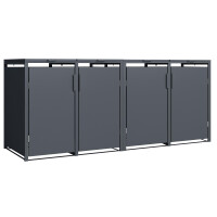 Mülltonnenbox für 4 Tonnen, 264 × 80 × 116 cm, Stahl verzinkt pulverbeschichtet, Anthrazit