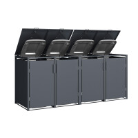 Mülltonnenbox für 4 Tonnen, 264 × 80 × 116 cm, Stahl verzinkt pulverbeschichtet, Anthrazit
