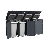 Mülltonnenbox für 4 Tonnen, 264 × 80 × 116 cm, Stahl verzinkt pulverbeschichtet, Anthrazit