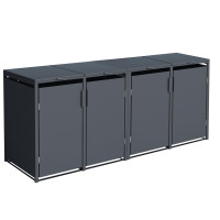 Mülltonnenbox für 4 Tonnen, 264 × 80 × 116 cm, Stahl verzinkt pulverbeschichtet, Anthrazit