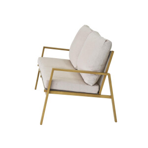 Palamos Lounge-Set 4-teilig – Aluminium in Holzoptik mit Kissen, Sofa, 2 Sessel, Tisch