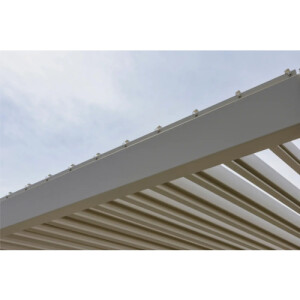 Pergola Mirador Deluxe e-Motion+ 3 × 4 m – Elektrisches Lamellendach, RGB-LED, App-Steuerung, hellgrau
