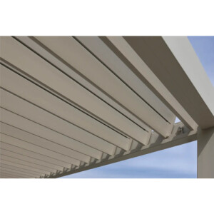 Pergola Mirador Deluxe e-Motion+ 3 × 4 m – Elektrisches Lamellendach, RGB-LED, App-Steuerung, hellgrau