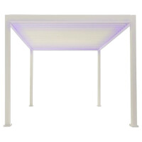 Pergola Mirador Deluxe e-Motion+ 3 × 4 m – Elektrisches Lamellendach, RGB-LED, App-Steuerung, hellgrau