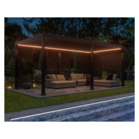 Pergola Mirador Deluxe e-Motion+ 3 × 6 m – Elektrisches Lamellendach, RGB-LED, App-Steuerung, Anthrazit