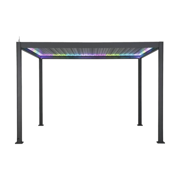Pergola Mirador Deluxe e-Motion+ 3,6 x 4 m – Elektrisches Lamellendach, RGB-LED, App-Steuerung, anthrazit