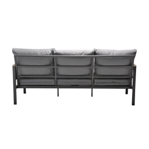 Rialto Dining Lounge 6-teilig – Aluminium anthrazit, Holzoptik, Polster hellgrau