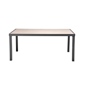 Rialto Dining Lounge 6-teilig – Aluminium anthrazit, Holzoptik, Polster hellgrau