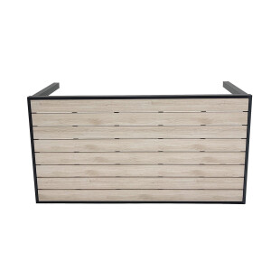 Rialto Dining Lounge 6-teilig – Aluminium anthrazit, Holzoptik, Polster hellgrau