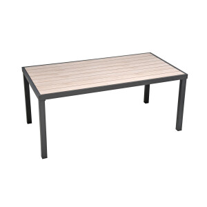 Rialto Dining Lounge 6-teilig – Aluminium anthrazit, Holzoptik, Polster hellgrau