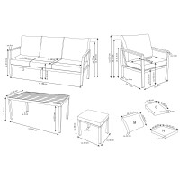 Rialto Dining Lounge 6-teilig – Aluminium anthrazit, Holzoptik, Polster hellgrau
