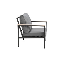 Rialto Dining Lounge 6-teilig – Aluminium anthrazit, Holzoptik, Polster hellgrau