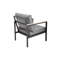 Rialto Dining Lounge 6-teilig – Aluminium anthrazit, Holzoptik, Polster hellgrau