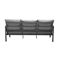 Rialto Dining Lounge 6-teilig – Aluminium anthrazit, Holzoptik, Polster hellgrau