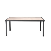 Rialto Dining Lounge 6-teilig – Aluminium anthrazit, Holzoptik, Polster hellgrau