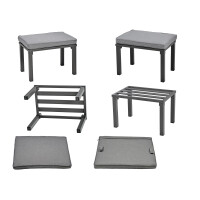 Rialto Dining Lounge 6-teilig – Aluminium anthrazit, Holzoptik, Polster hellgrau