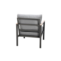 Rialto Dining Lounge 6-teilig – Aluminium anthrazit, Holzoptik, Polster hellgrau