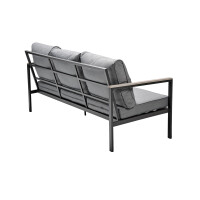 Rialto Dining Lounge 6-teilig – Aluminium anthrazit, Holzoptik, Polster hellgrau