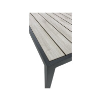 Rialto Dining Lounge 6-teilig – Aluminium anthrazit, Holzoptik, Polster hellgrau