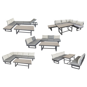 Bellavista »Largo« Gartenlounge Set, grau, Aluminium, für 6 Personen