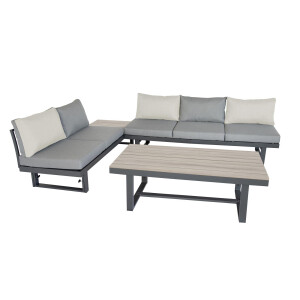 Bellavista »Largo« Gartenlounge Set, grau, Aluminium, für 6 Personen