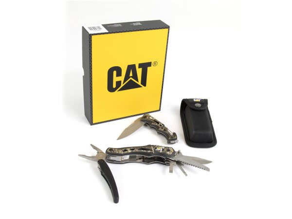 CAT Multitool BOX 2er Set mit 10 in 1 Multitool, Gürteltasche, Taschenesser mit Sicherheitshammer