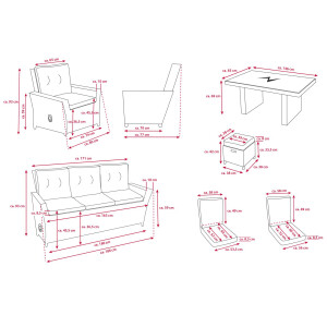 Bellavista »Asti« Dininglounge Set, braun, Polyrattan, für 7 Personen