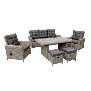 Bellavista »Asti« Dininglounge Set, braun, Polyrattan, für 7 Personen