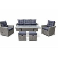 Bellavista »Asti« Dininglounge Set, braun, Polyrattan, für 7 Personen