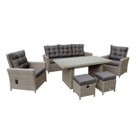 Bellavista »Asti« Dininglounge Set, braun, Polyrattan, für 7 Personen