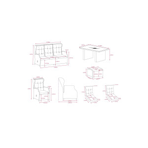 Bellavista »Canelli« Dininglounge Set, grau, Polyrattan, für 7 Personen
