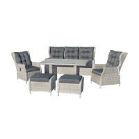 Bellavista »Canelli« Dininglounge Set, grau, Polyrattan, für 7 Personen