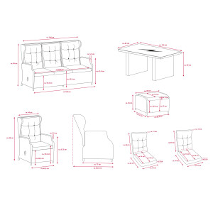 Bellavista »Canelli« Dininglounge Set, braun, Polyrattan, für 7 Personen