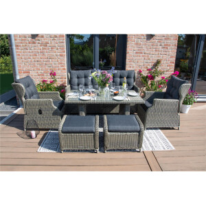 Bellavista »Canelli« Dininglounge Set, braun, Polyrattan, für 7 Personen