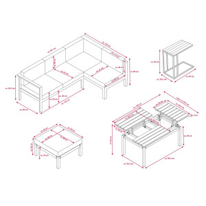 Bellavista »Braga« Gartenlounge Set, grau, Aluminium, für 5 Personen