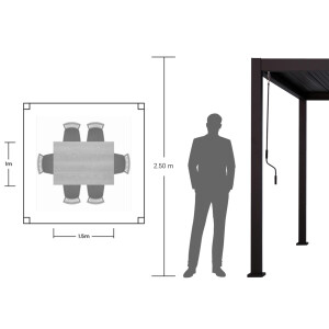 »Mirador 3x3 Classic« Lamellendach Pergola Pavillon, anthrazit, Aluminium