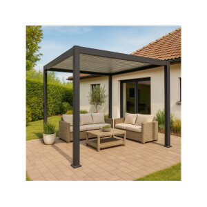 »Mirador 3x3 Classic« Lamellendach Pergola Pavillon, anthrazit, Aluminium