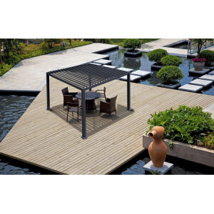 »Mirador 3x3 Classic« Lamellendach Pergola Pavillon, anthrazit, Aluminium