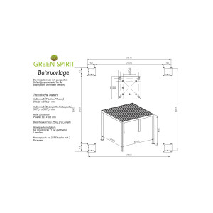»Mirador 3x3 Classic« Lamellendach Pergola Pavillon, anthrazit, Aluminium