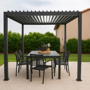 »Mirador 3 x 3 m Deluxe« Lamellendach Pergola Pavillon, anthrazit, Aluminium