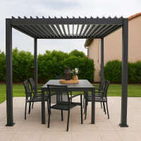 »Mirador 3 x 3 m Deluxe« Lamellendach Pergola Pavillon, anthrazit, Aluminium