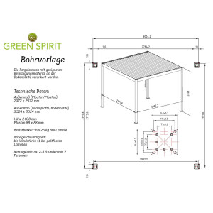 »Mirador 3 x 3 m Basic« Lamellendach Pergola Pavillon, anthrazit, Aluminium